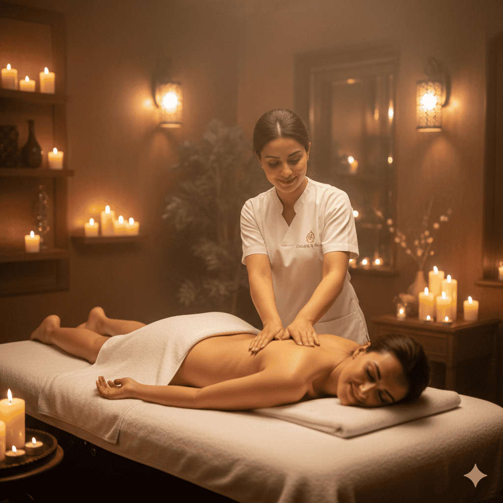 Relaxing spa massage at Queens Club Nirvana Spa for ultimate skincare and wellness.